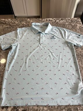 Puma Light Blue Mini Floral Golf Polo
